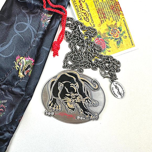 ED HARDY by Christian Audigier / VINTAGE Necklace / Panther Necklace/ Original - Picture 2 of 7